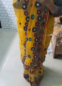 Mustard chiffon Saree