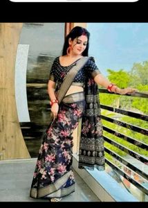 Elegant Black Floral Saree
