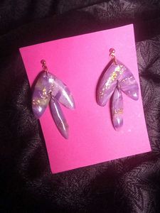 Purple Clay Dangle Earrings