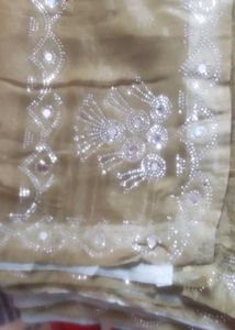 Embellished Olive Green organza Saree