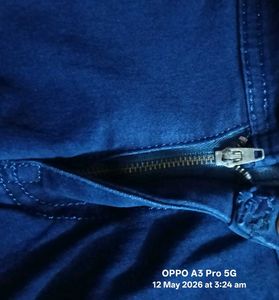 Blue Denim Shorts with Frayed Hem