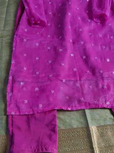 Pink Embroidered Kurta with Pants Set