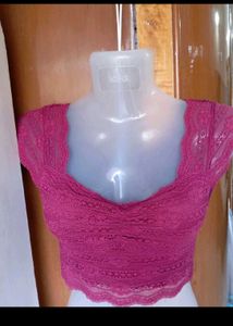 Maroon Lace Crop Top