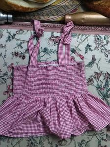 Pink Gingham Smocked Top with Tie Straps