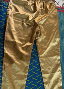 Elegant Golden Silk Palazzos