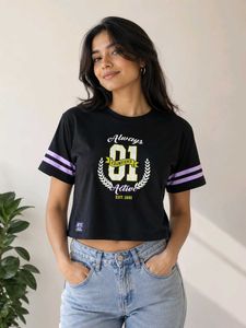 Black Graphic Print Top