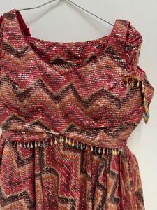 party wear, orange sequence, croptop Lehenga