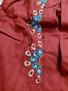 Maroon Printed Kurta