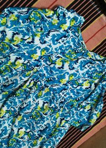 Blue &amp; White Printed Kurta