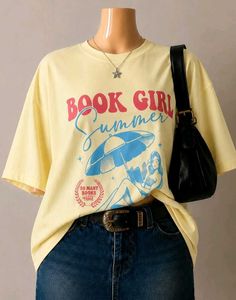 🧸✨Book Girl Summer Oversized Tee ☕💛