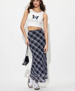 Plaid straight skirt
