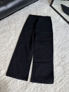 Floral Wide Leg Black Jeans