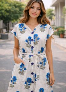 Blue Floral Print Kurta 🩵