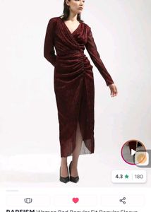 Sparkling Red V-Neck Dress
