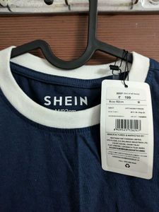 Navy Blue Shein T-Shirt with White Trim
