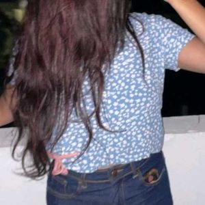 Blue Floral Crop Top