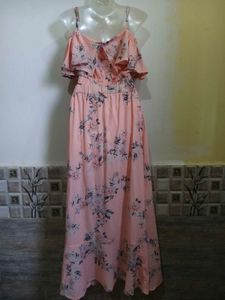 Peach Floral Printed Two-Piece Set for Women