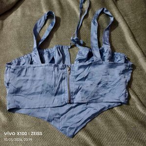 292510. Sky Blue Satin Corset Top
