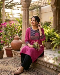 Pink Kurta with Black Salwar Set