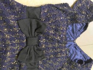 Sparkly Navy Dress with Bow Detail