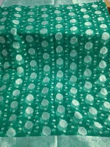 Emerald Green Saree with Silver Border