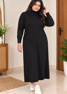 Elegant Black Turtleneck Maxi Dress
