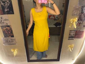 Vibrant Yellow Sleeveless Kurta