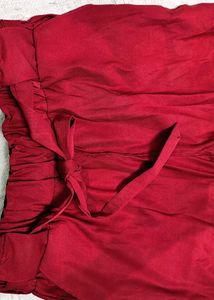 Maroon Elastic Waist Pants