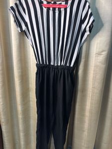 Black and White Striped Jumpsuit