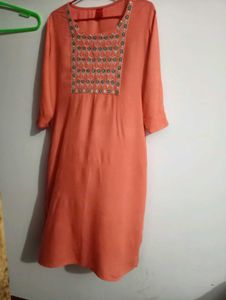 Orange Embroidered Kurta