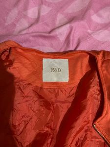 Orange Cropped Zip-Up Jacket
