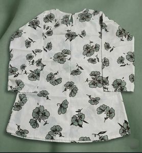 White Floral Print Kurta