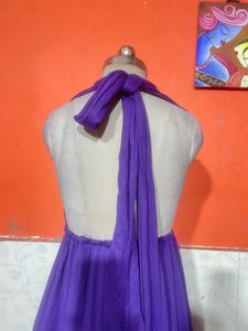 V-Neck Purple Maxi Dress