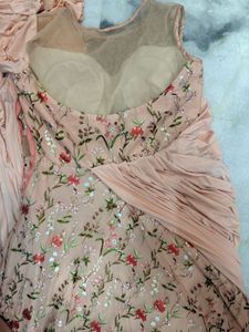Stunning Floral Print Padded Dress with Drape