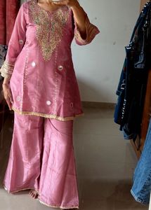 Pink Sharara Set with Intricate Embroidery