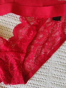 Lace Trim Red Briefs
