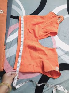 Orange and Grey Embroidered Saree