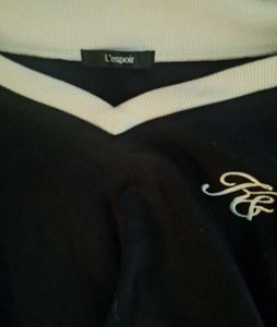 Black &amp; Beige V-Neck Long Sleeve Top