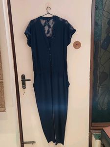Elegant Navy Lace Detail Jumpsuit