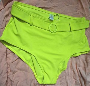 Neon Green High-Waisted Briefs-New with Tags