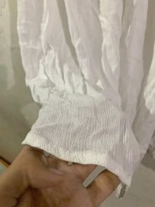 White Off Shoulder Flared Frock