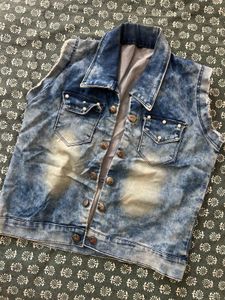 Acid Wash Denim Vest