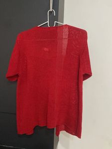 Vibrant Red Knit Cardigan