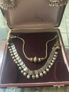 two way  Silver Necklace and Earrings