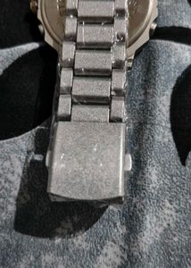 Stylish silver-tone skeleton non automatic watch w
