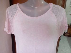 Light Pink Lace Sleeve Top