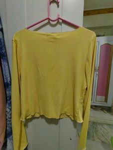 yello Ribbed V-Neck Button-Up Top