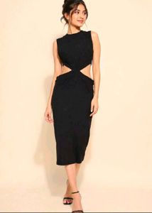 🔥BUY 1, GET 1 FREE🔥Black Cut-Out Midi Dress
