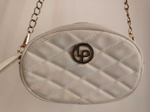 🤍 White Quilted Mini Sling Bag | Gold Chain