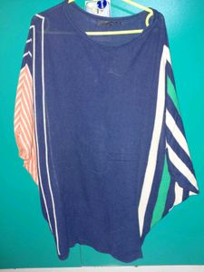 Striped Navy Blue Tunic Top oversized